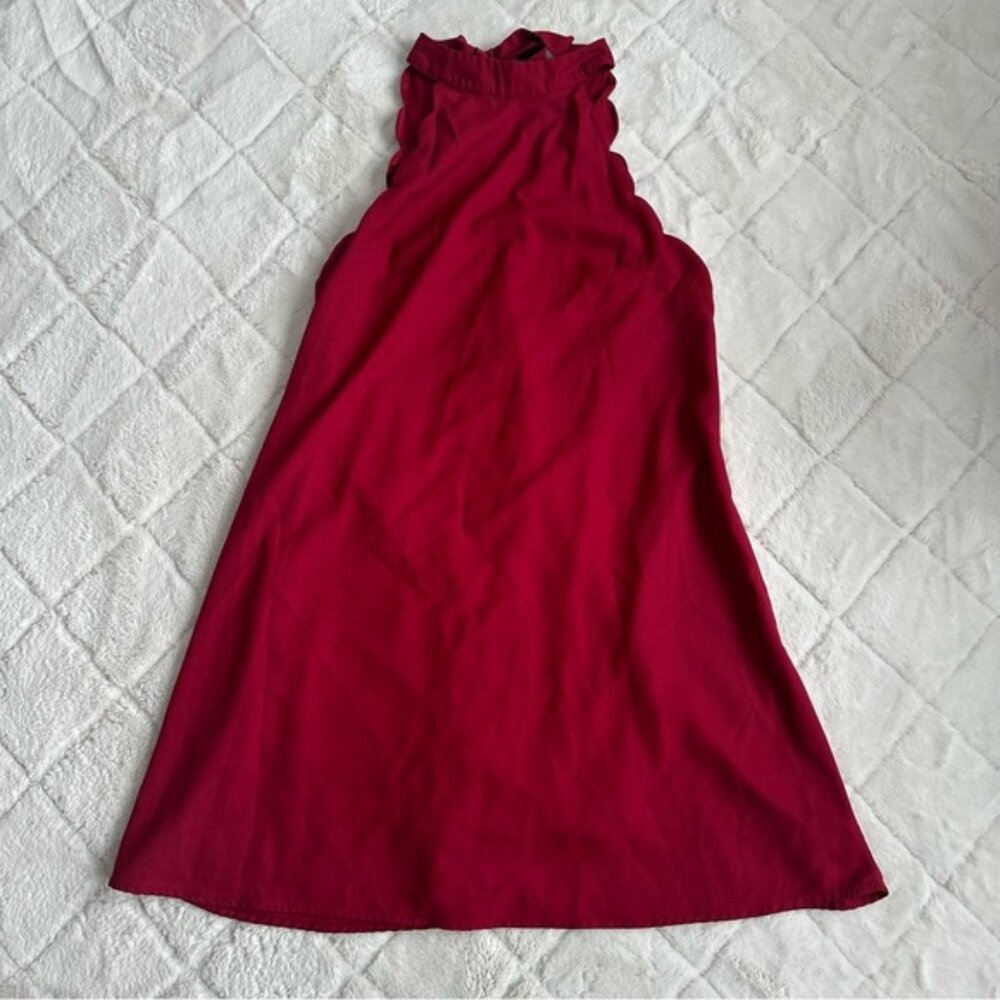 Love Richie | Red Scalloped High Neck Shift Dress | Size Small